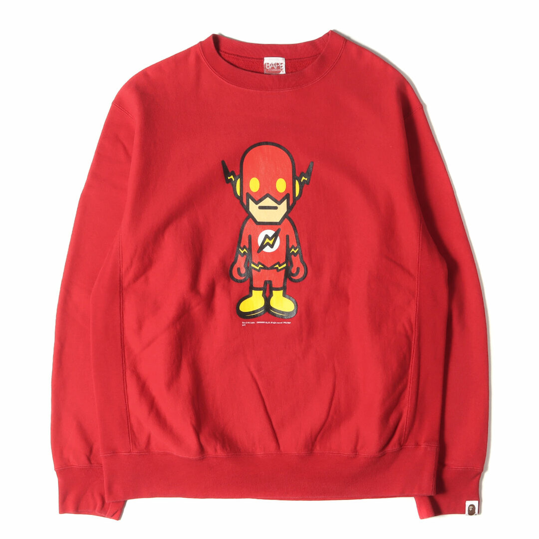 A BATHING APE(アベイシングエイプ)のA BATHING APE ア ベイシング エイプ スウェット サイズ:M 00s DC COMICS ザ・フラッシュ マイロ スウェットシャツ 2007年モデル レッド 赤 トップス トレーナー コラボ【メンズ】【中古】 メンズのトップス(スウェット)の商品写真