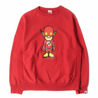 A BATHING APE ア ベイシング エイプ スウェット サイズ:M 00s DC COMICS ザ・フラッシュ マイロ スウェットシャツ 2007年モデル レッド 赤 トップス トレーナー コラボ【メンズ】