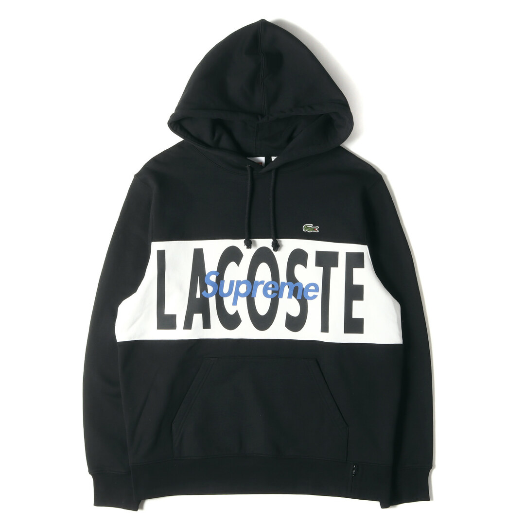 LACOSTE Logo Panel Hooded Sweatshirt 黒 S
