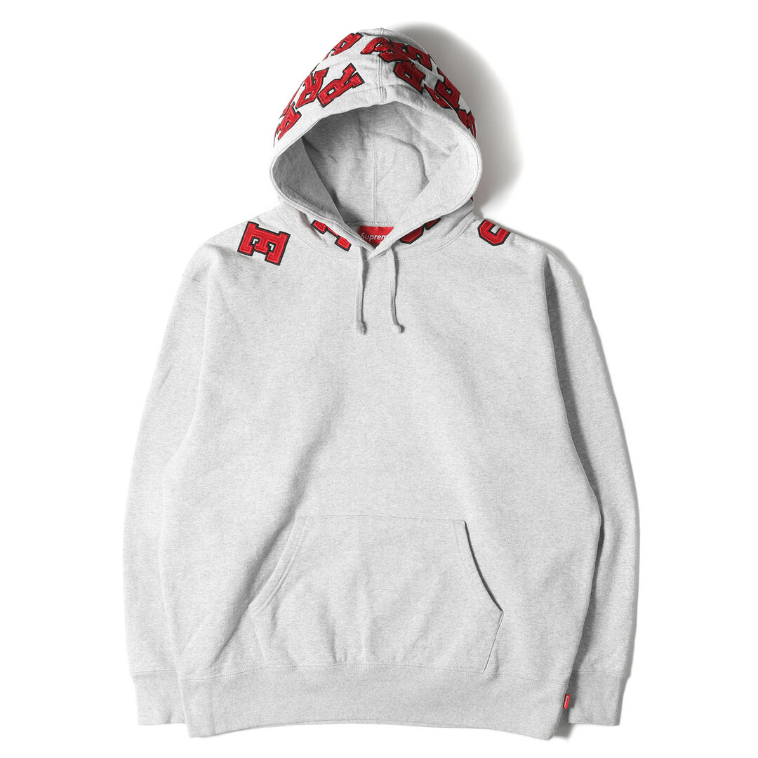 Supreme シュプリーム パーカー サイズ:L 22AW フード アップリケ ロゴ スウェット パーカー Scattered Applique  Hooded Sweatshirt ヘザーグレー トップス フーデッド スウェットシャツ フーディー 【メンズ】【中古】【美品】