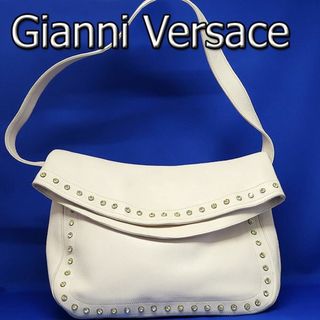 ヴェルサーチ VERSACE 総柄 ヴィンテージ 2WAYショルダーバッグ カバン ハンドバッグ PVC/レザー ホワイト