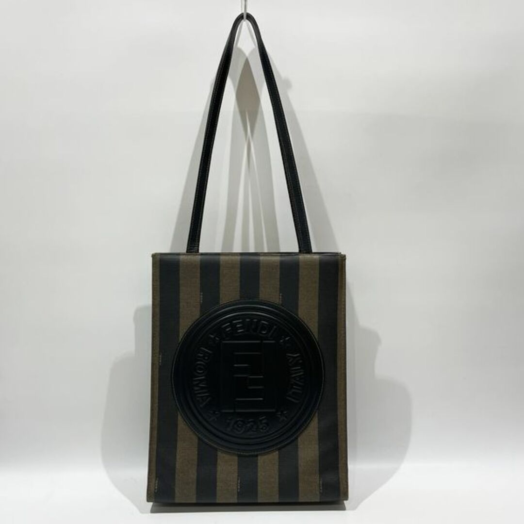 フェンディ FENDI FFロゴ ペカン トート 肩掛け ショルダーバッグ PVC/レザー ブラウン