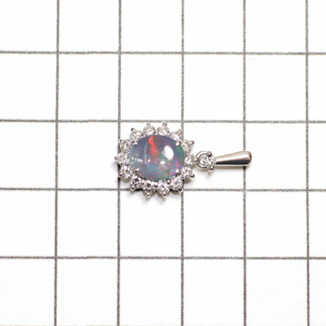 Pt900 ブラックオパール ダイヤモンド ペンダントトップ 0.82ct D0.40ct