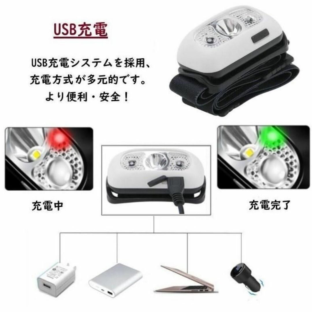 黒 USB充電式 LEDヘッドライト 軽量 30g キャンプ BBQ 1個 スポーツ/アウトドアのアウトドア(ライト/ランタン)の商品写真