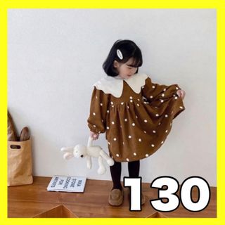 美品　インポート　ドット　ワンピース　120 〜 130 子供服　韓国(ワンピース)