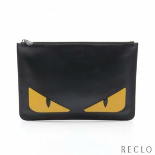 フェンディ(FENDI)のBAGBUGS バックバグズ モンスター アイズ クラッチバッグ レザー ブラック イエロー(セカンドバッグ/クラッチバッグ)