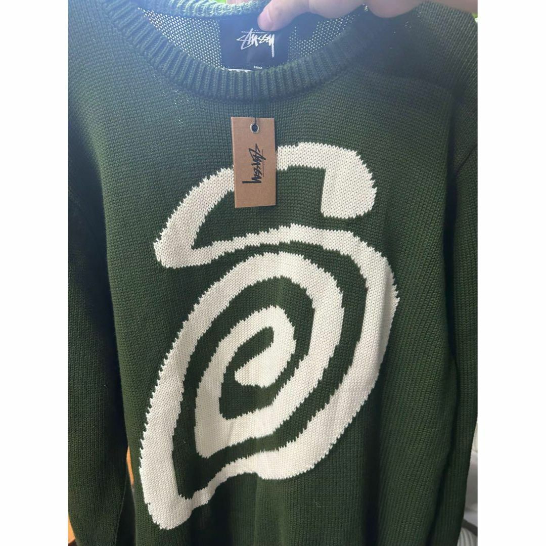 STUSSY Curly Logo  ニットセーター ユニセックス Mっ緑