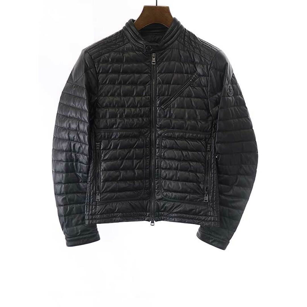 MONCLER モンクレール CASTEU シープスキン レザーダウンライダースジャケット ブラック 0