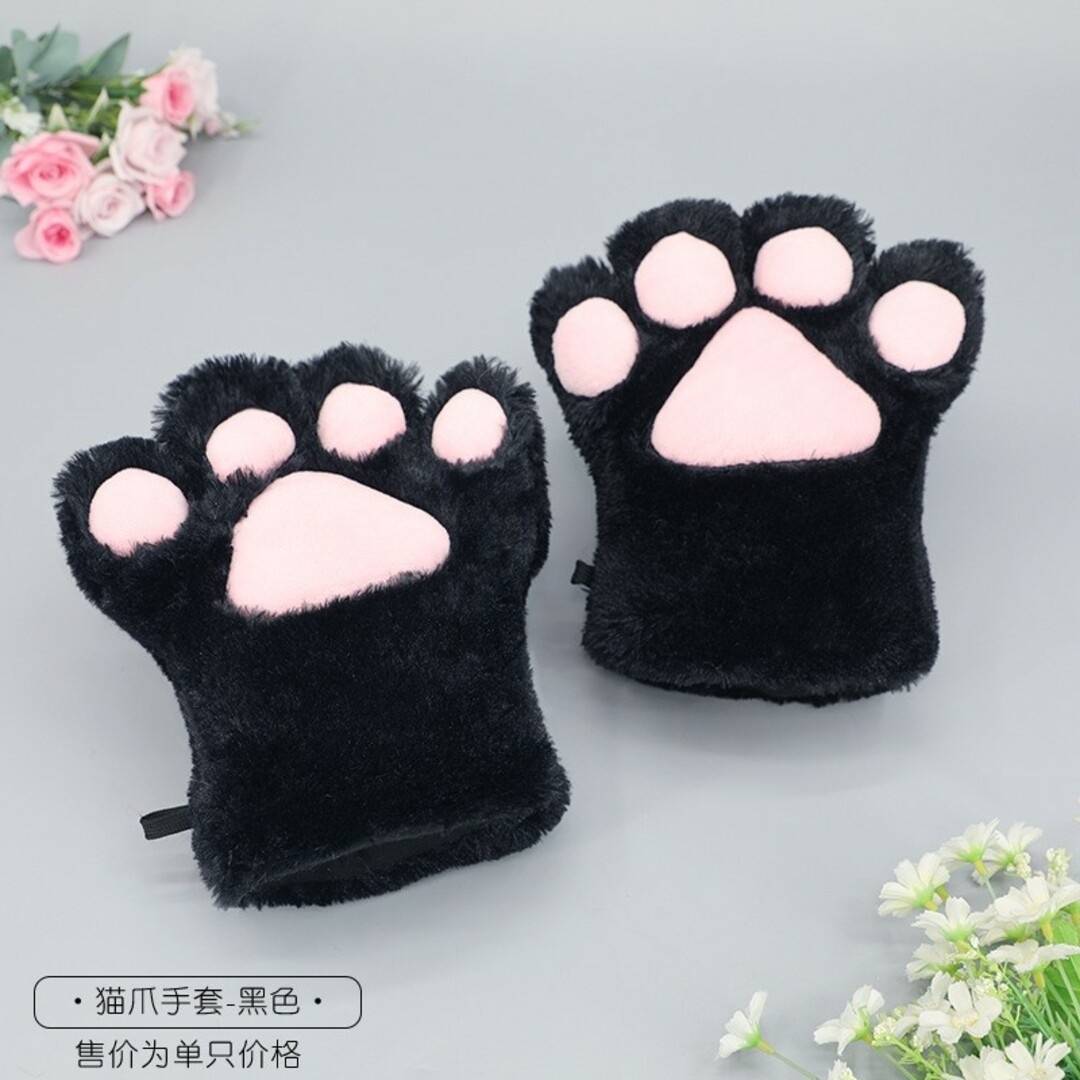 猫 猫耳 黒猫 黒 肉球 コスプレ カチューシャ チョーカー しっぽ セット エンタメ/ホビーのコスプレ(衣装一式)の商品写真