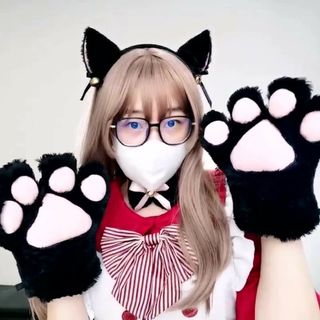 猫 猫耳 黒猫 黒 肉球 コスプレ カチューシャ チョーカー しっぽ セット(衣装一式)