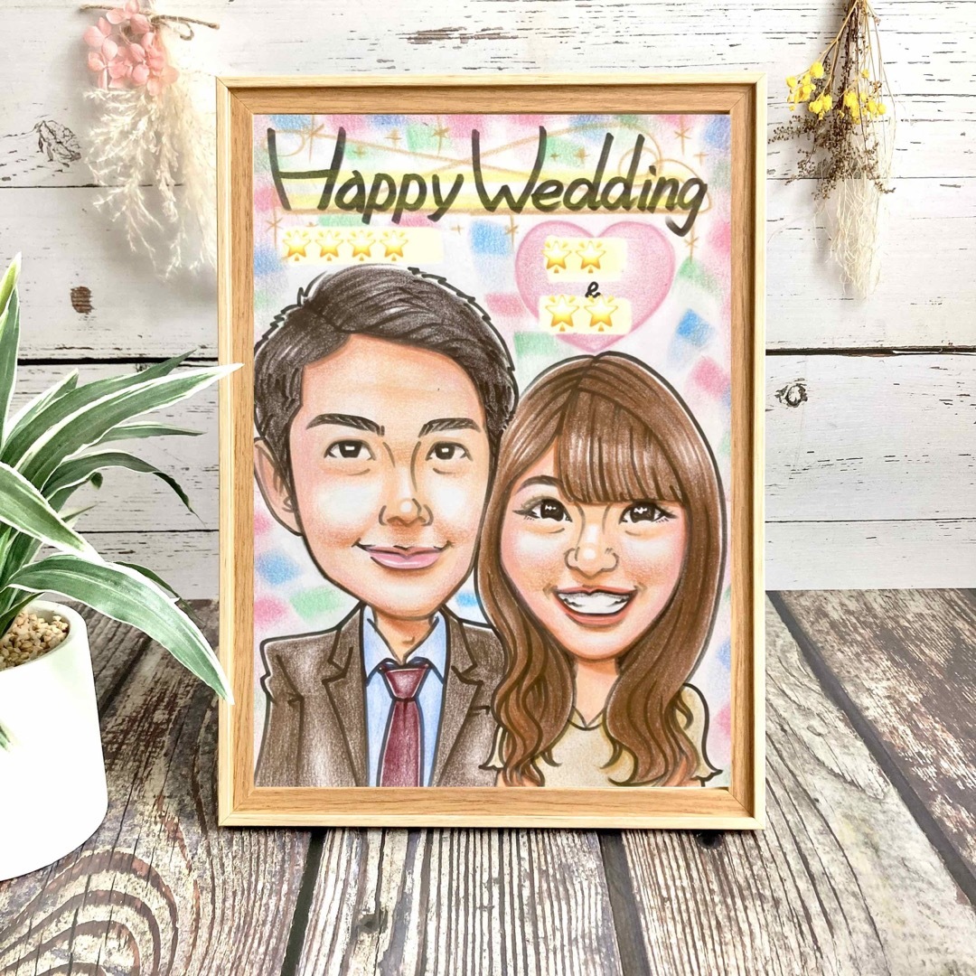 ハンドメイド似顔絵オーダー　ウェルカムボード  結婚祝い　ウェルカムスペース　結婚式　仮装