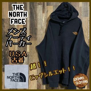 ザノースフェイス(THE NORTH FACE)のザノースフェイス メンズ フーディ パーカー ロゴ 黒 2XL USA古着 90(パーカー)