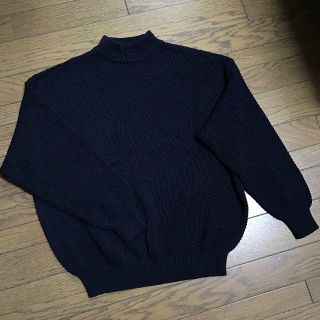 ユニクロ(UNIQLO)のユニクロ ボトルネック オーバーサイズ ネイビー コットン春秋ニット (ニット/セーター)