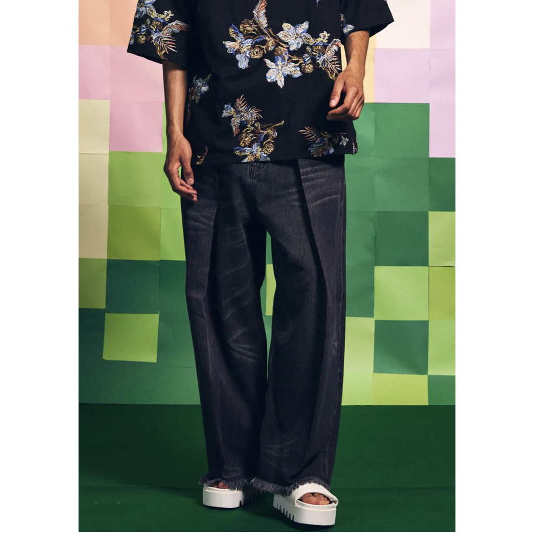 【MaisonSpecialフォールドタックベルテッドハイパーワイドデニムパンツパンツ