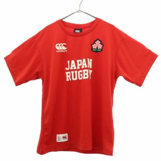 カンタベリー(CANTERBURY)のカンタベリー プリント ラグビー 半袖 日本代表 Ｔシャツ M レッド Canterbury of New Zealand ロゴワッペン メンズ 古着 【231026】 メール便可(ラグビー)