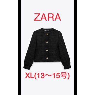 ZARA ナポレオン 刺繍 金ボタン ノーカラー ジャケット 花 鳥 XL-