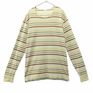 ポールスミス(Paul Smith)のポールスミス ボーダー 長袖 Tシャツ M ベージュ Paul Smith メンズ 古着 【231026】(Tシャツ/カットソー(七分/長袖))