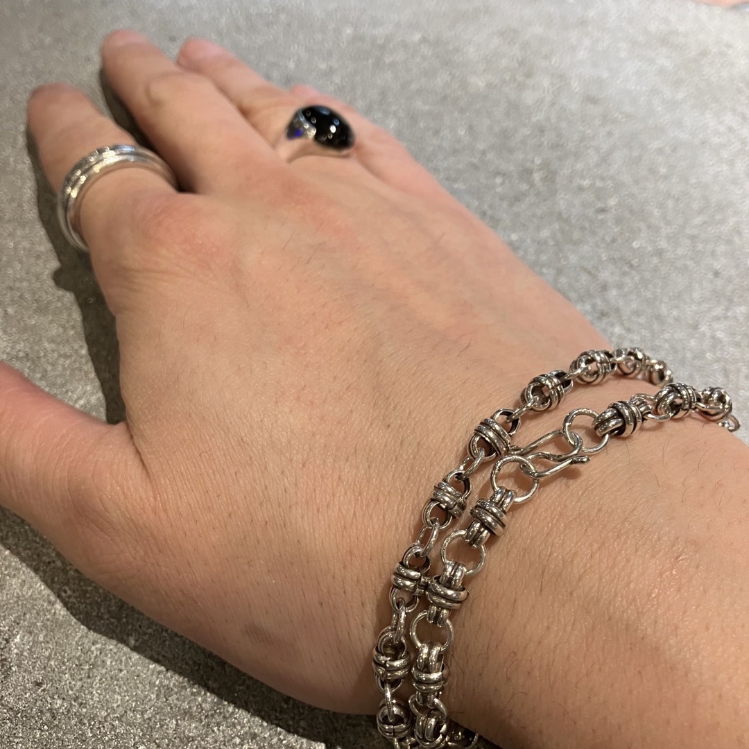 ヴィンテージ シルバー925ナバホデザインダブルブレスレット/ネックレス