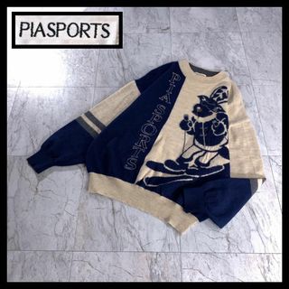 美品 VINTAGE PIA SPORTS 刺繍 ワッペン ワイド デニム