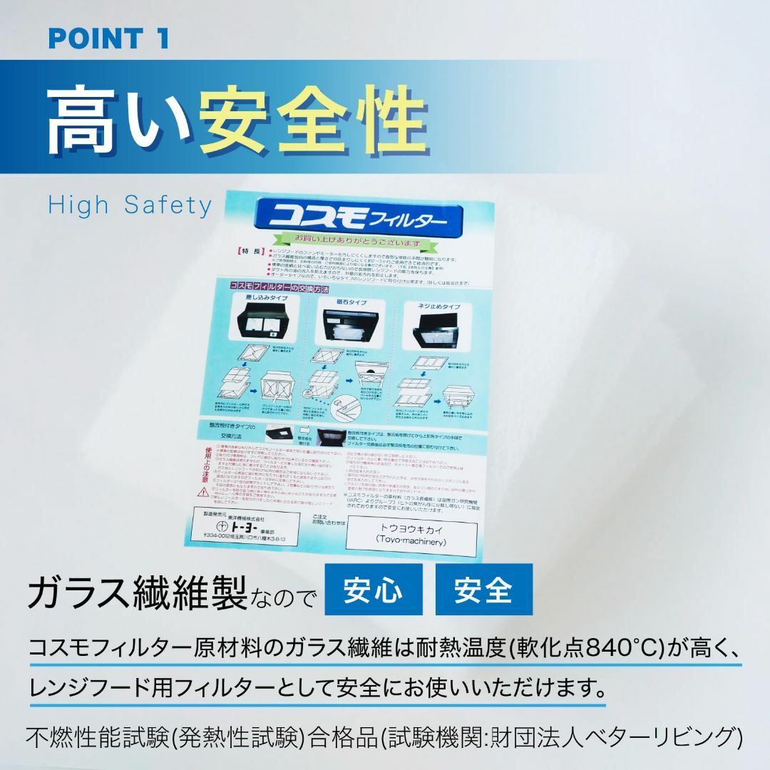 コスモフィルター 換気扇フィルター 交換用 12枚 国産 不燃性 高除去率 高通