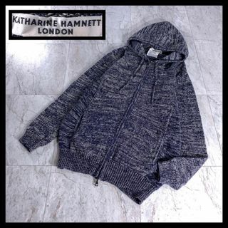 キャサリンハムネット(KATHARINE HAMNETT)のKATHARINE HAMNETT LONDON ニット パーカー 紺 古着(ニット/セーター)