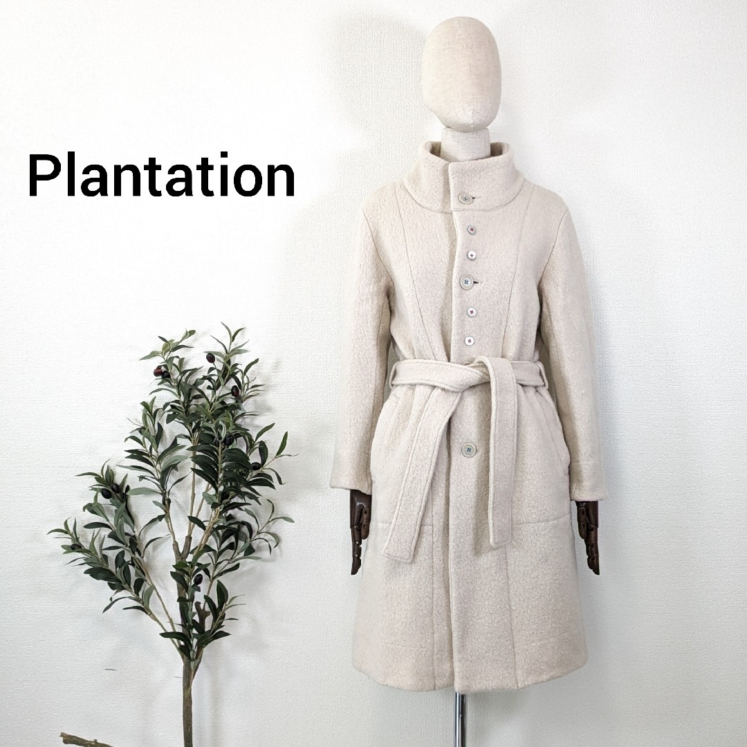 ☆ Plantation プランテーション ☆ ノーカラーコート ウール-