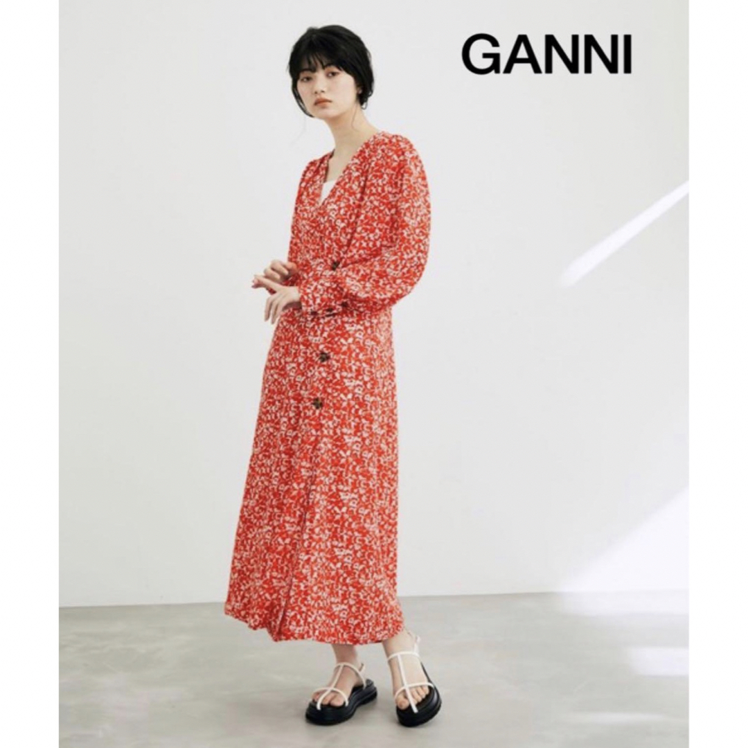 【GANNI／ガニー】カシュクール　ワンピース　花柄　新品タグ付