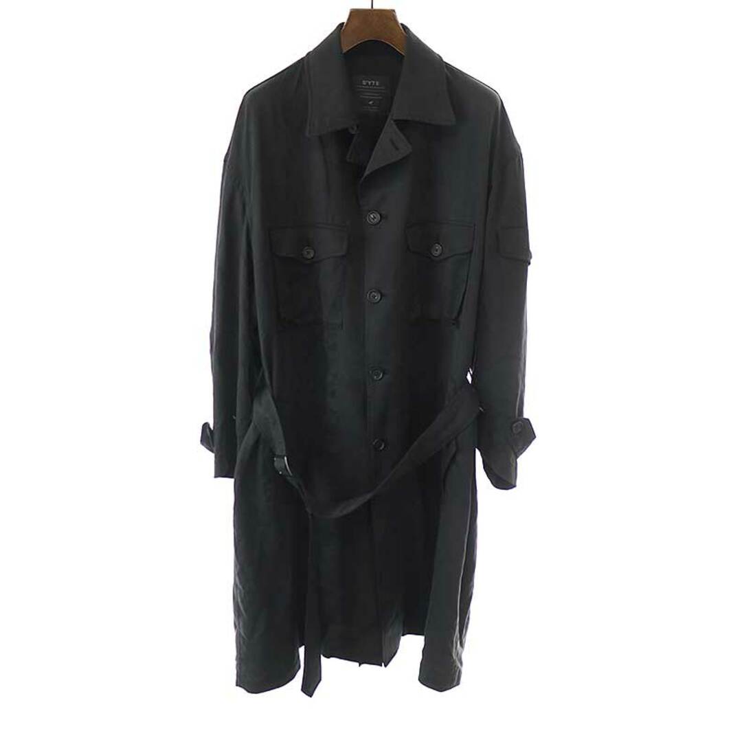 s'yte by Yohji Yamamoto サイト バイ ヨウジヤマモト BIO-WASH LYOCELL TWILL OVERSIZE MILITARY COAT オーバーコート ブラック 3新古品使用感の無い新品同様品Ａ