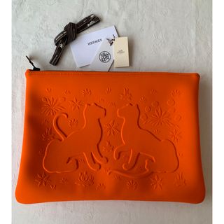 HERMES エルメス　フラットポーチ　ネオバン　レオパード　GM