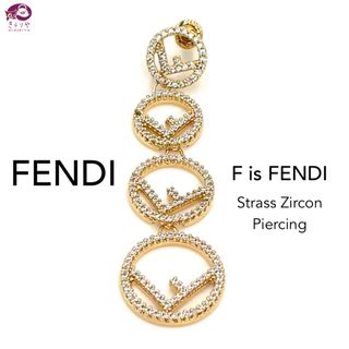 美品　Fendi ピアス　FFロゴ　クリスタル　パール　シングルピアス