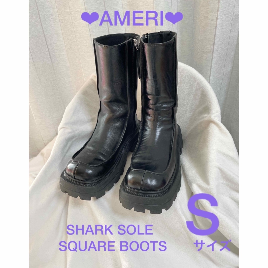 ❤︎AMERI❤︎ SHARK SOLE SQUARE BOOTS Sサイズ 黒