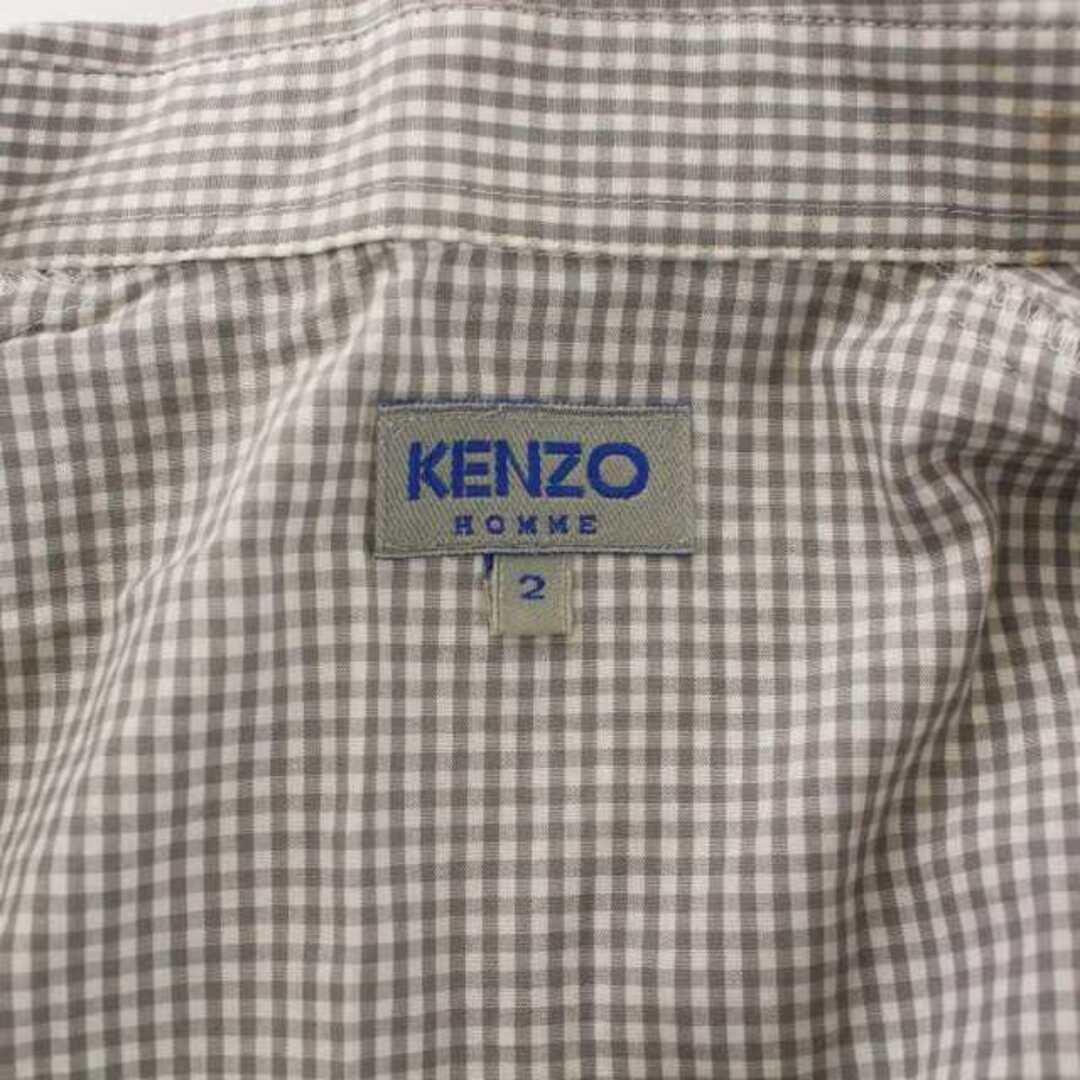 KENZO HOMME カジュアルシャツ 半袖 チェック柄 薄手 2 M グレー 3