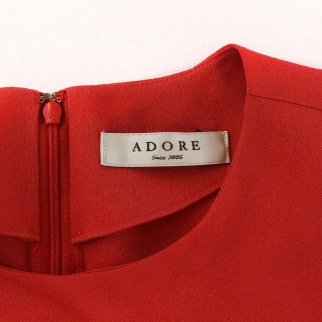 アドーア ADORE ワンピース ひざ丈 無地 薄手 38 M 赤系