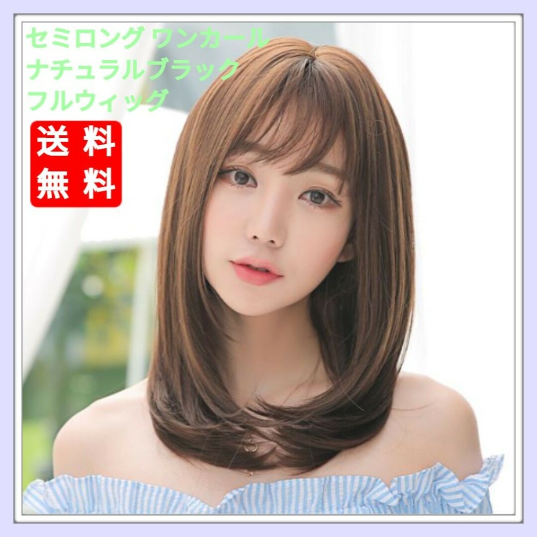 新品 フルウィッグ セミロング ワンカール ブラック 自然 医療用 かつら 韓国 | フリマアプリ ラクマ