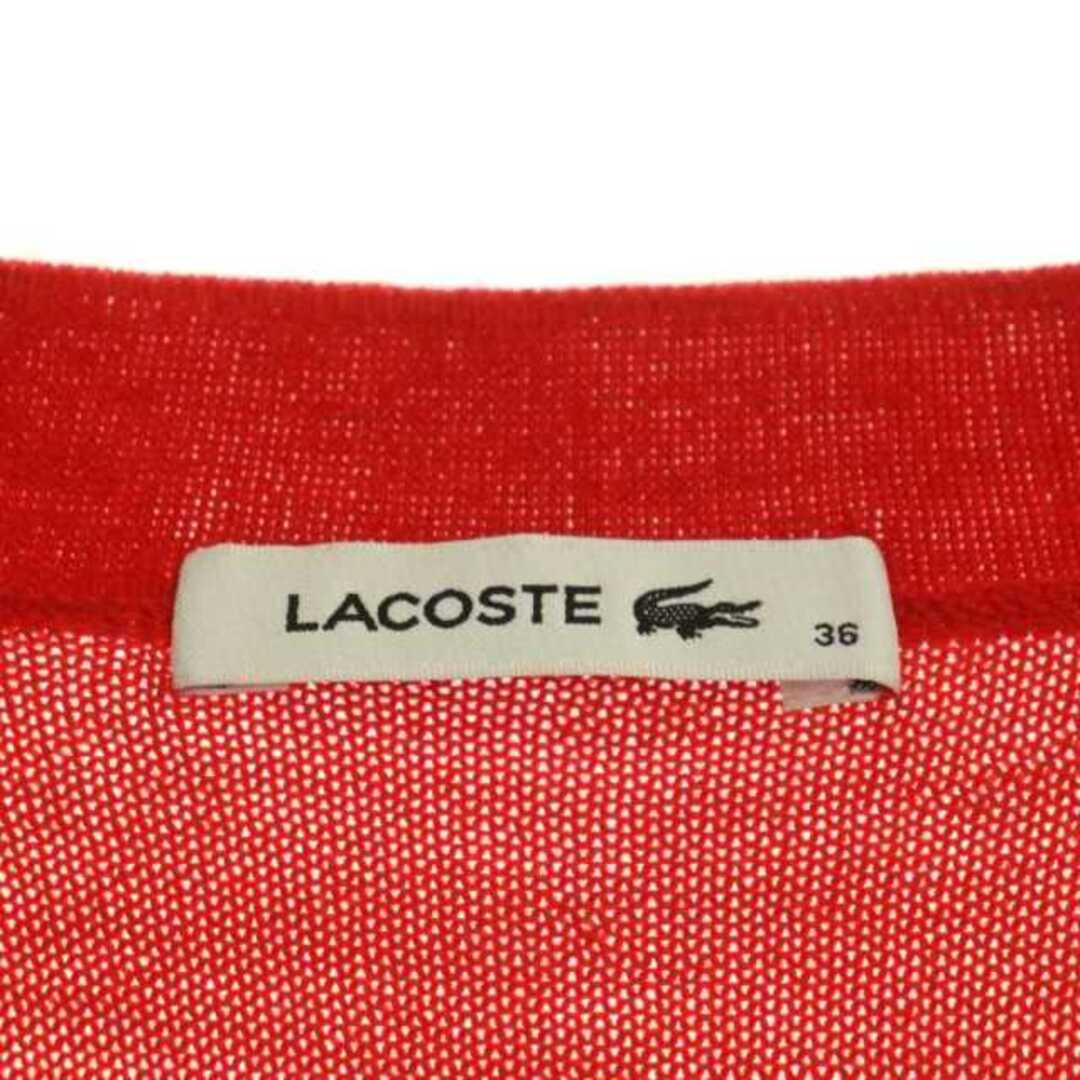 LACOSTE(ラコステ)のラコステ ワンポイントロゴ Vネックニット カットソー 長袖 ウール 36 赤 レディースのトップス(ニット/セーター)の商品写真