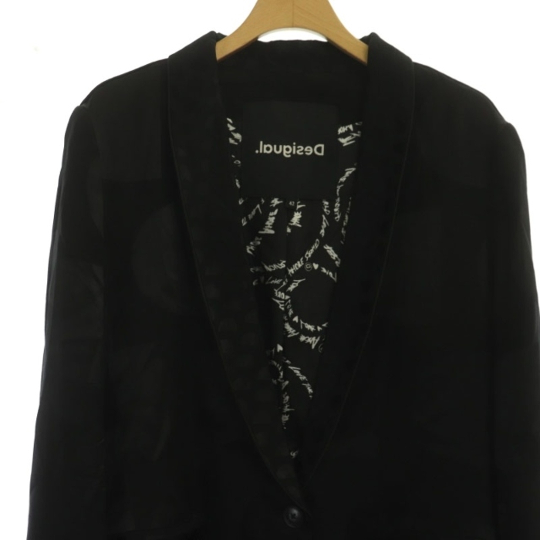 Desigual　デシグアル　テーラードジャケット　レディース　刺繍　総柄　黒