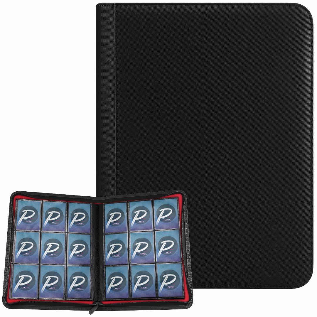 【色: 黒赤】PAKESI スターカードカードファイル9ポケット 360枚収納
