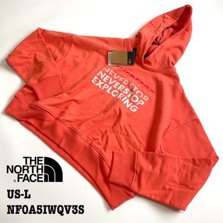 ザノースフェイス(THE NORTH FACE)の【新品】US-L ノースフェイス パーカー ショート丈 橙 オレンジ 海外限定(パーカー)