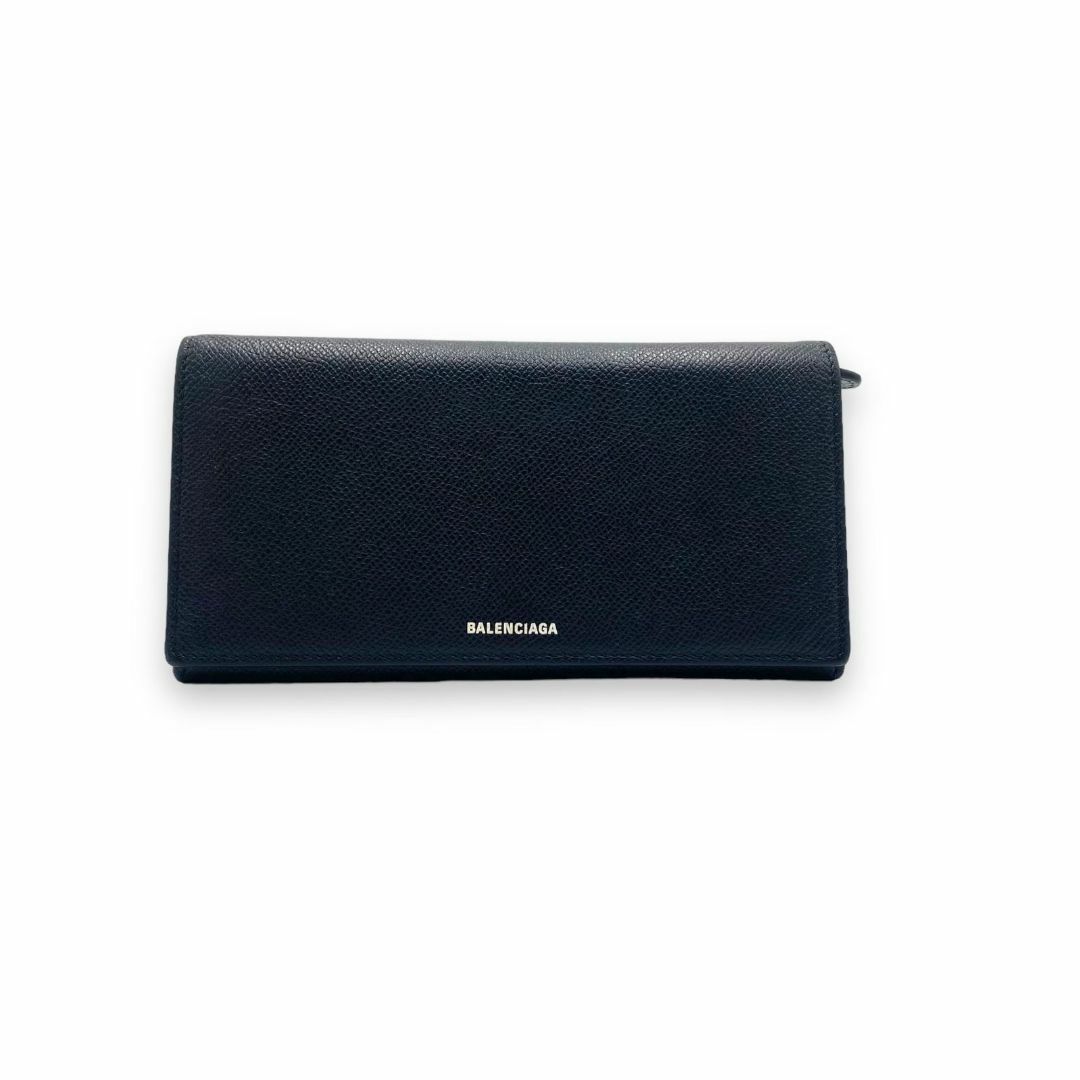 バレンシアガ BALENCIAGA 長財布 折財布 黒 ブラック レザー 革-