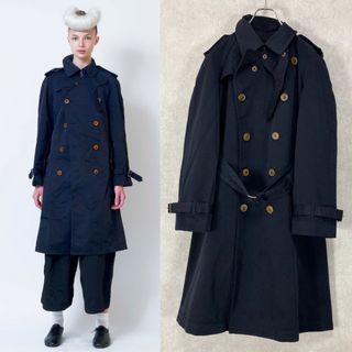 コムデギャルソン 16AW バックプリーツ トレンチコート 濃紺S