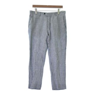 エトロ(ETRO)のETRO エトロ スラックス 50(XL位) 白x紺(ギンガムチェック) 【古着】【中古】(スラックス)