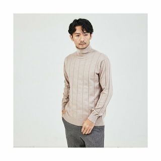 アバハウス(ABAHOUSE)の【グレージュ】【カシミアタッチ】シャドーストライプ タートルネック ニット(ニット/セーター)