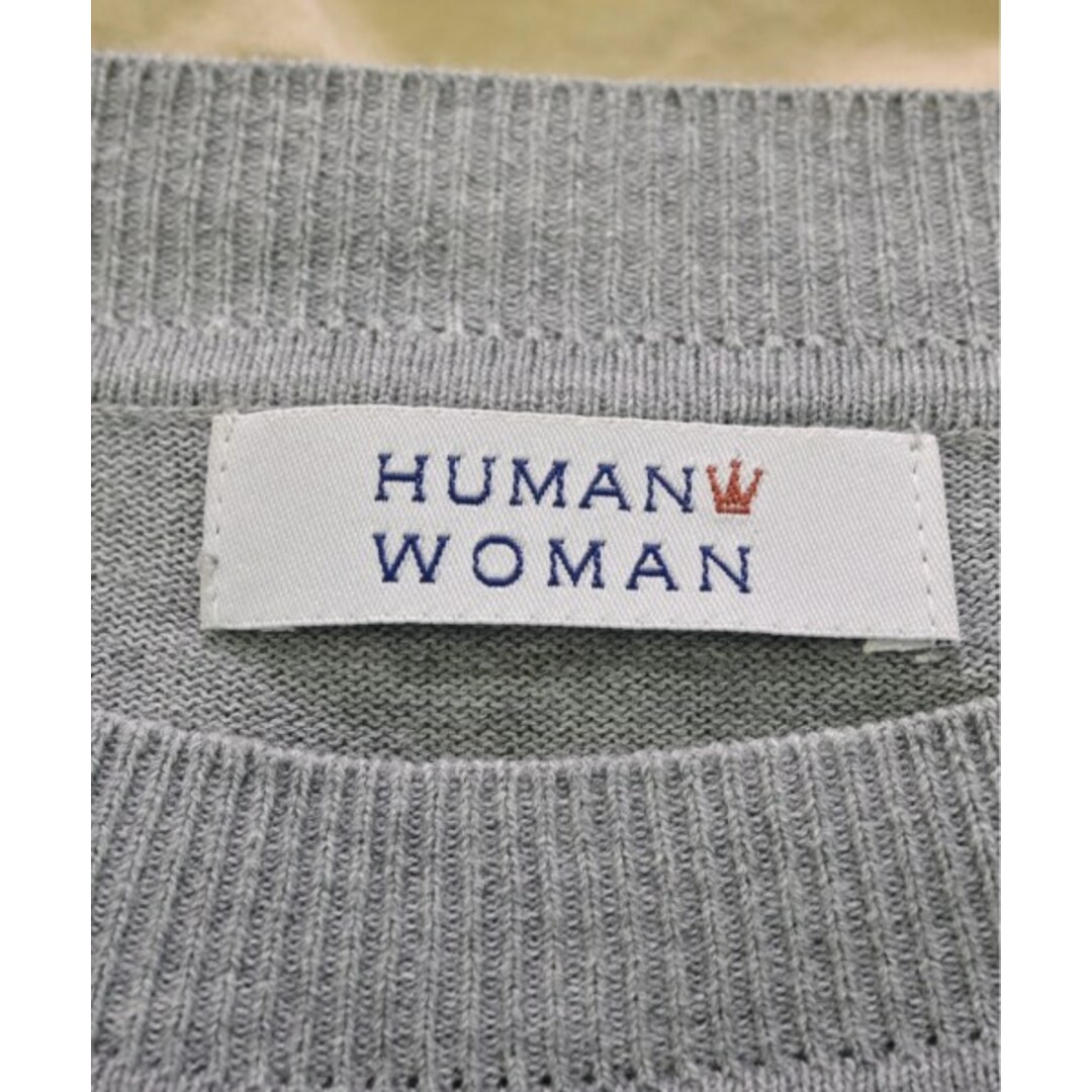 HUMAN WOMAN(ヒューマンウーマン)のHUMAN WOMAN ニット・セーター M グレーx白xベージュ 【古着】【中古】 レディースのトップス(ニット/セーター)の商品写真
