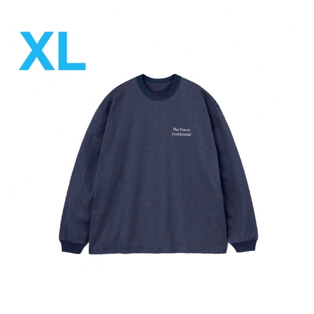 ENNOY L/S Border T-Shirts Navy/White XL