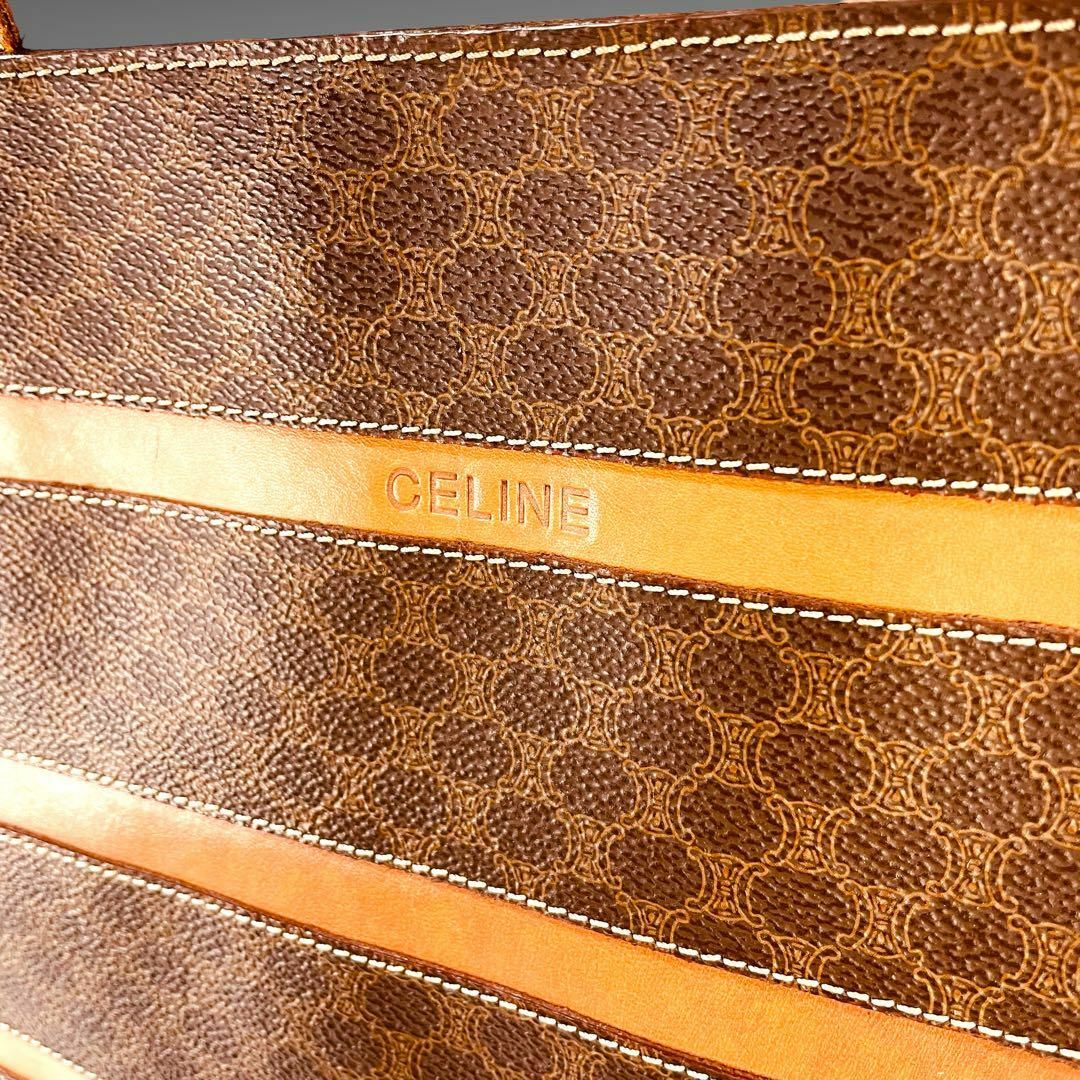 【良品】CELINE マカダム　ボーダー　トートバッグ　オールドセリーヌ