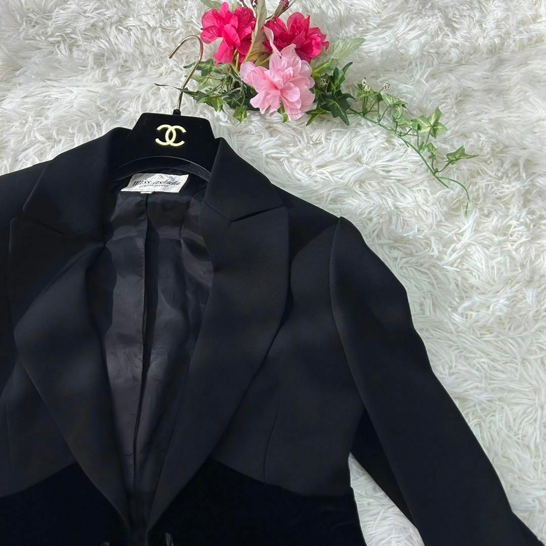 ミスアシダ レディース ベロア リボン ジャケット ワンピース セットアップ 黒 レディースのフォーマル/ドレス(スーツ)の商品写真