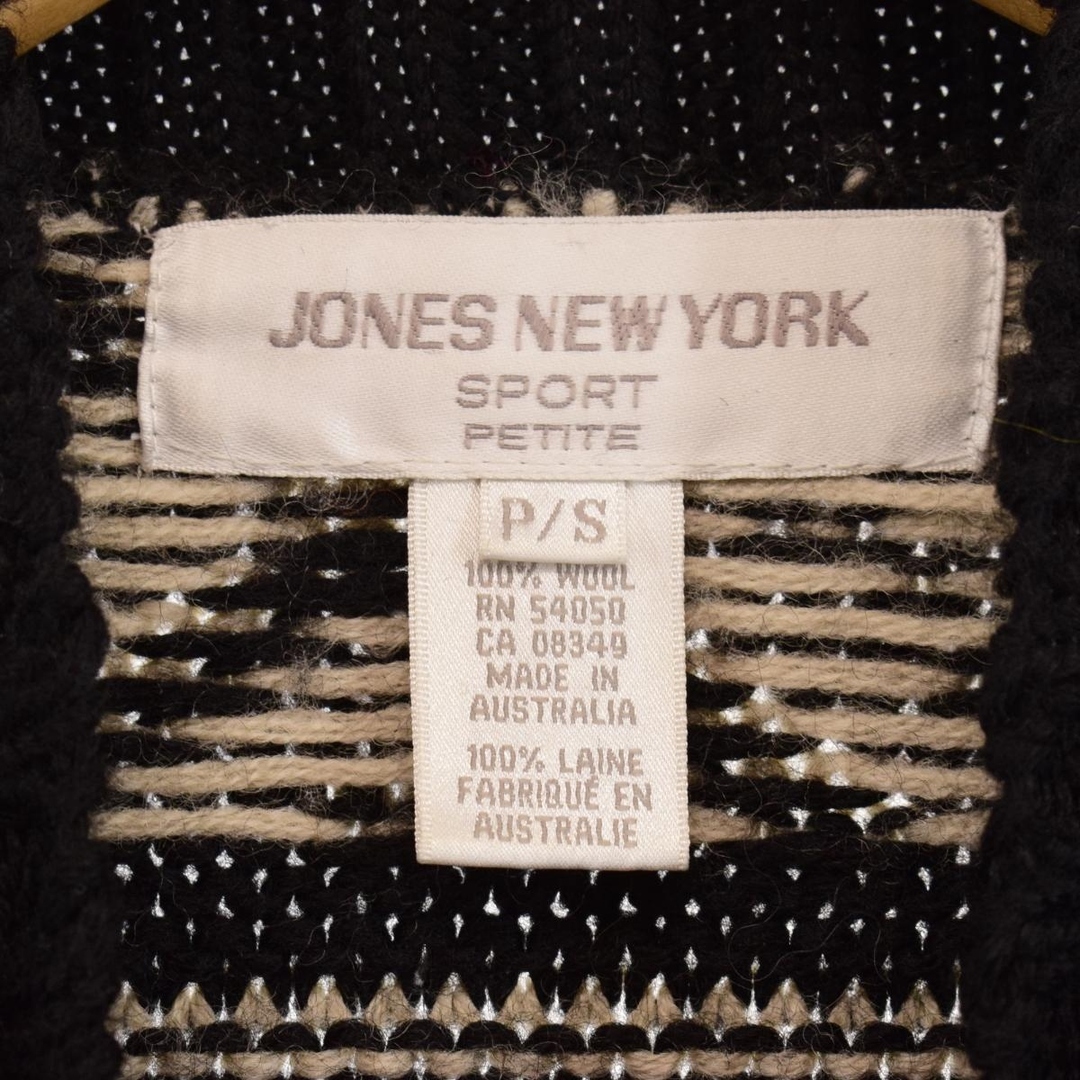 古着 JONES NEW YORK 総柄 ハイネック ウールニットセーター レディースS /eaa344876