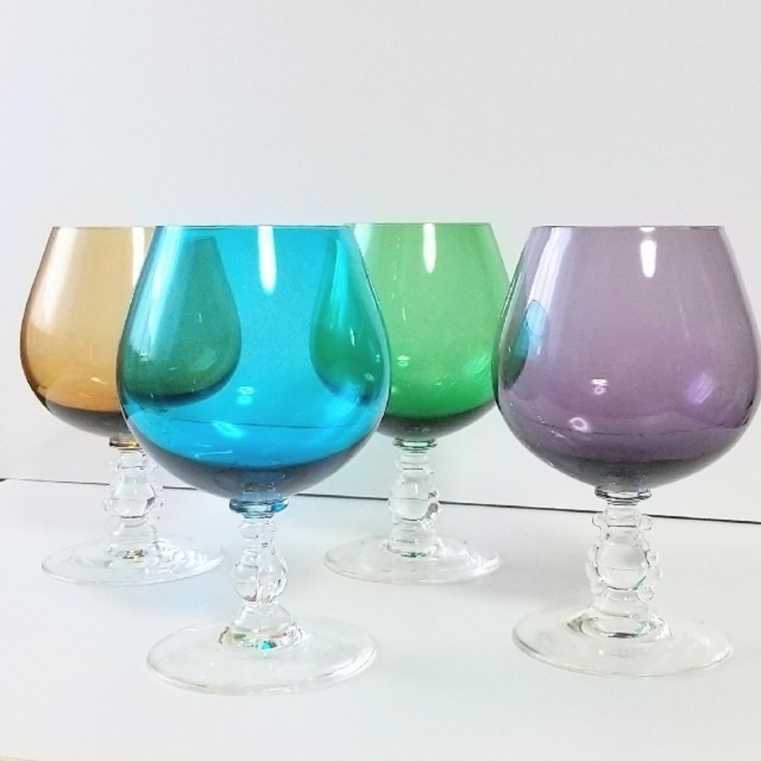 キッチン/食器ブランデー ウィスキー カラー グラス 4点セット