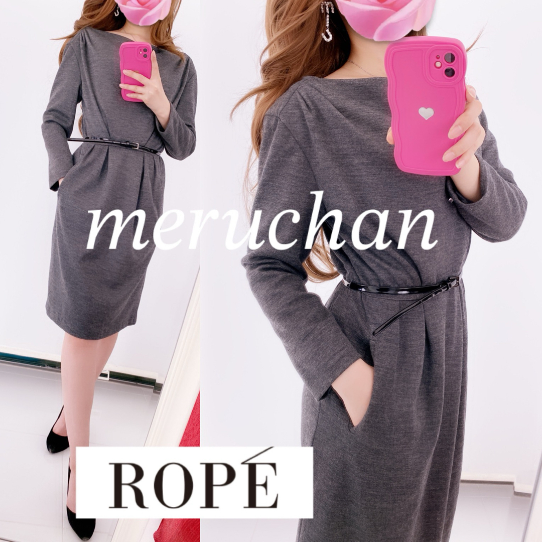 meruchanワンピース【新品】ROPE♡きれいめ ベルト付きワンピース ニットワンピース