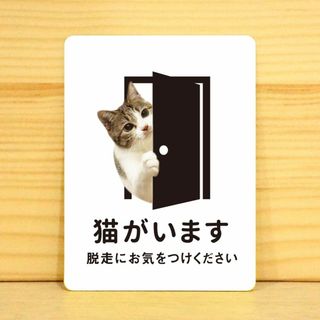 猫がいますマグネットタイプ（ホワイト）(猫)